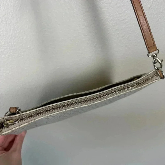 Fossil Coated Canvas Leather Sadie Crossbody Bag Bone White Brown - Picture 8 of 13